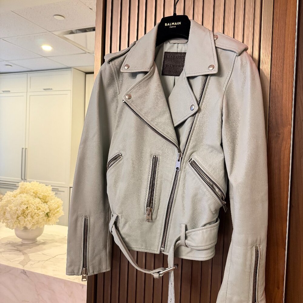 ALL SAINTS - Baby Blue Balfern Lamb Leather Biker Jacket - Picture 6 of 11